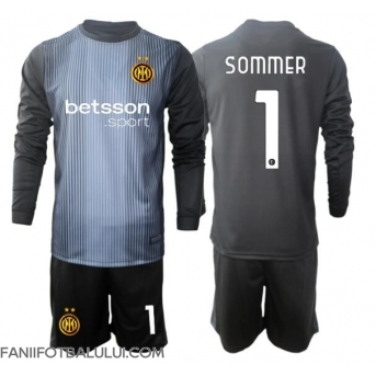 Inter Milan Yann Sommer #1 Portarii Echipament de Fotbal Replică 2025-26 Copii Acasa Mâneci Lungi (+ Șorturi)